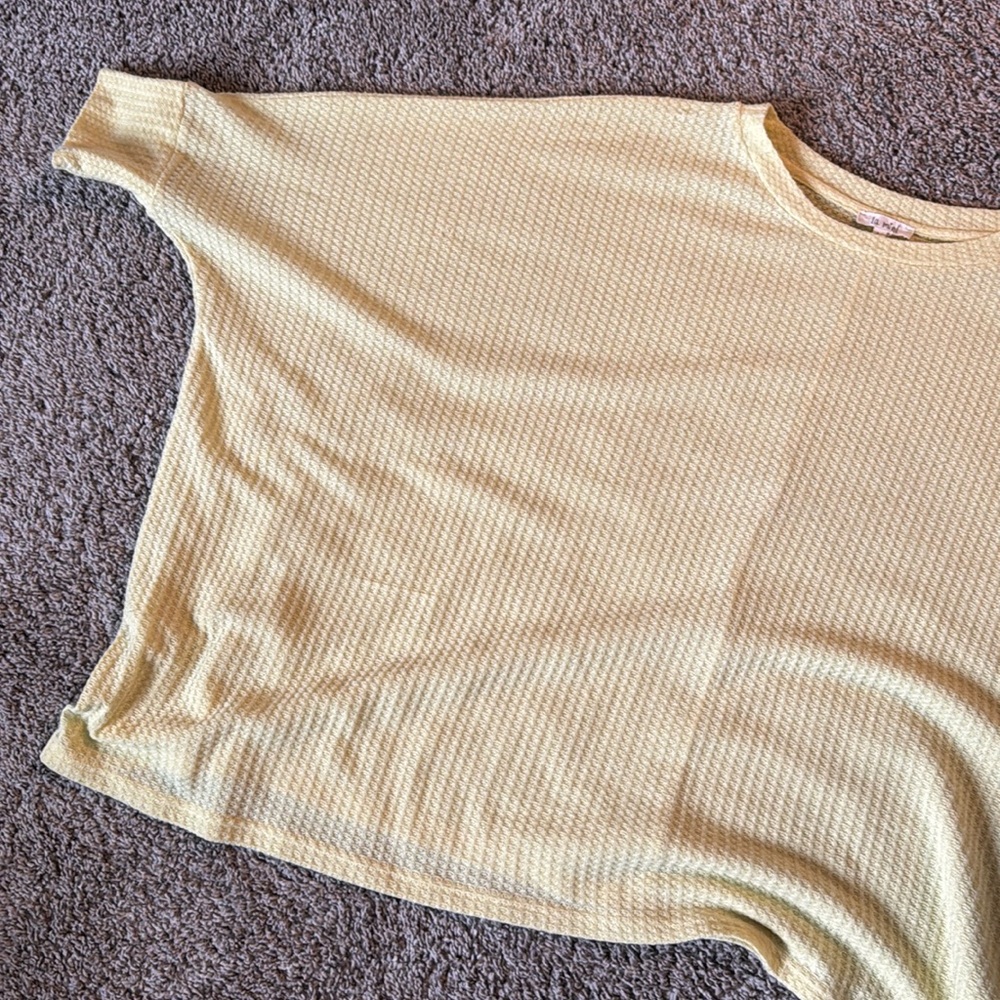 Yellow Oversized Waffle Knit Top